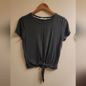 Women's Dark Green Tie-Front Top